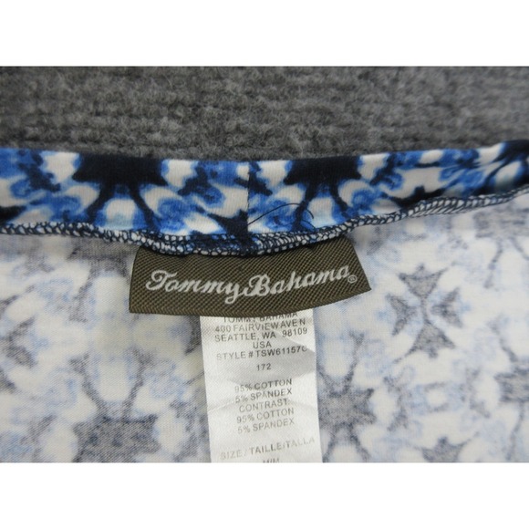 Tommy Bahama Dress Womens Medium Blue Geometric T-Shirt Short Sleeve Jersey - Picture 4 of 12